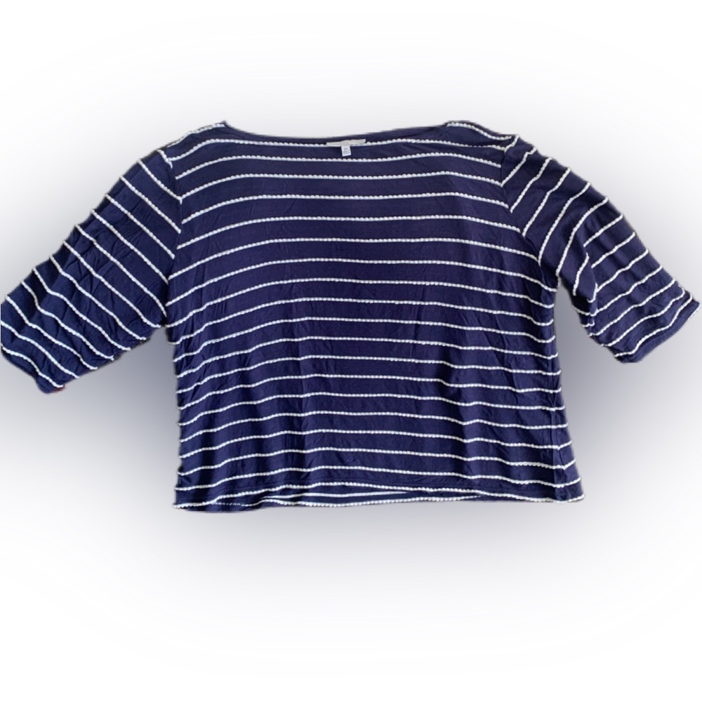 Pre Owned Women's Hillard & Hanson Blue White Shirt Top Sz XXL Casual Comfort